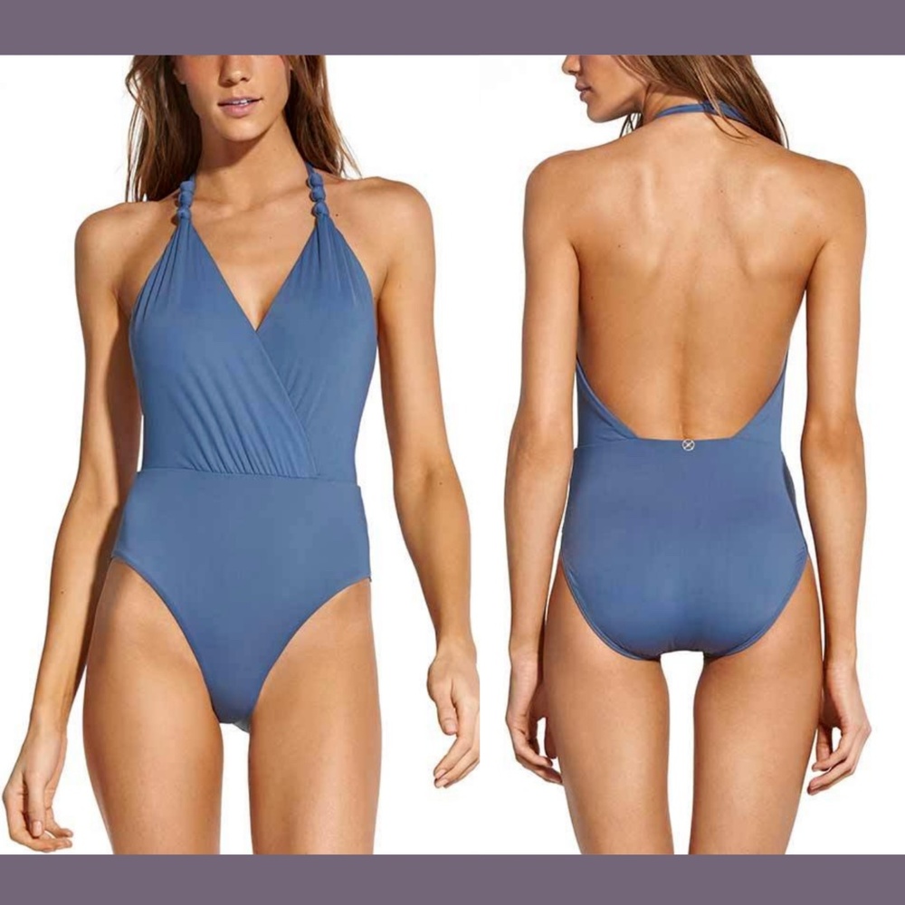 NWT ViX Diane Knot One Piece Swimsuit‎ in Blue-Grey [SZ Large ]